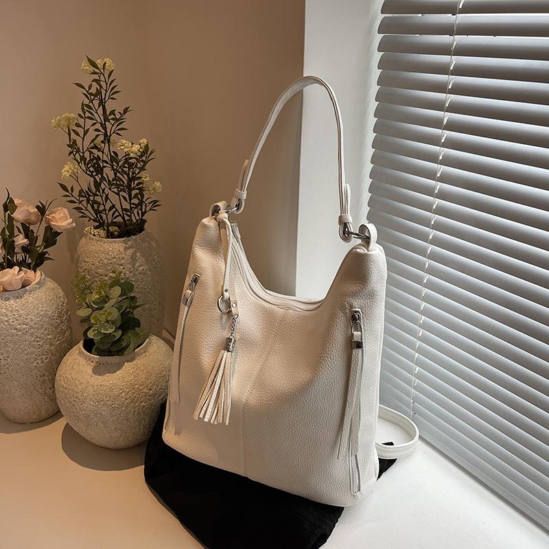 Women Double Zipper Decor Tote Bag New Fashion Versatile One Shoulder Underarm Bag Autumn Winter Large Capacity Crossbody Bag