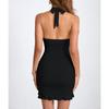 Europäisches & Amerikanisches Neckholder-Bodycon-Kleid mit Raffungen und Rüschensaum: Sexy Damenmode 2025.