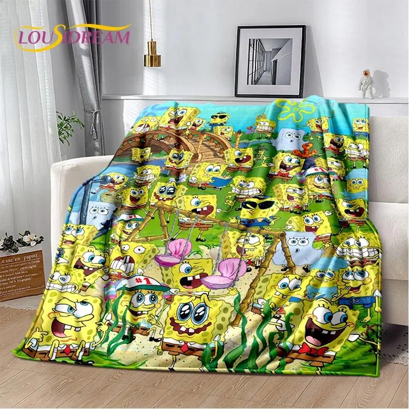 Funny S-SpongeBob Patrick Star Cartoon Soft Flannel Blanket for Beds Bedroom Sofa Picnic,Throw Blanket for Outdoors Leisure Gift