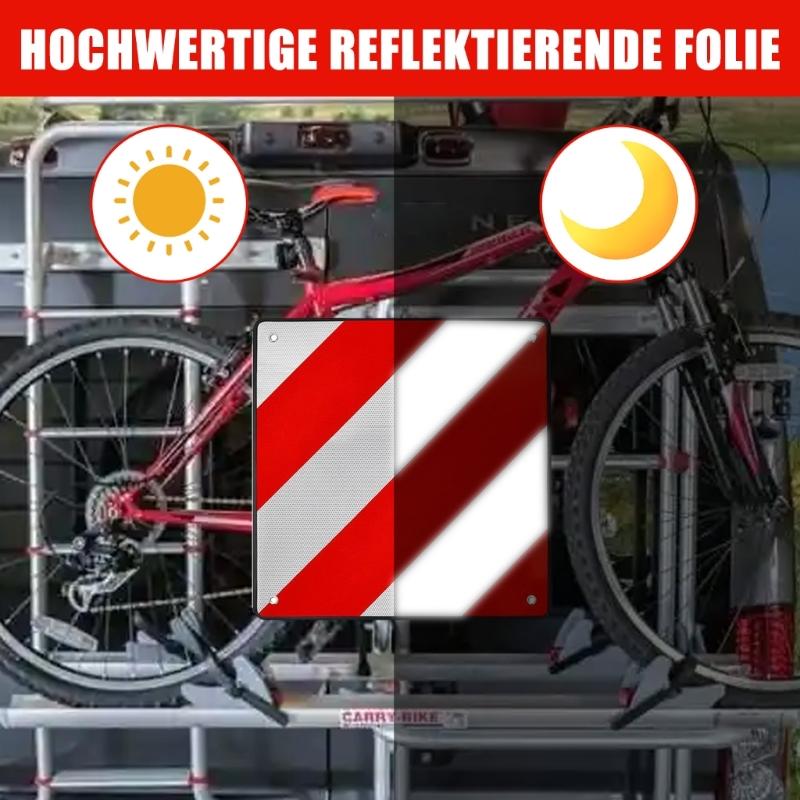 Hochsichtbares Reflektierendes Warnschild 50x50cm Aluminiumplatte mit Sicherungsgurten Warnschild für Fahrradträger