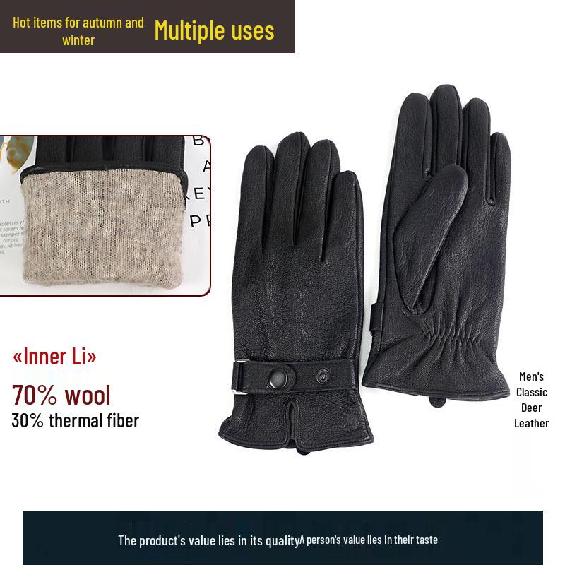 Men s Windproof Split-Finger Cycling & Motorcycle Gloves - Durable, Wear-Resistant, Warm, Fashionable, Plus Velvet Thickened Large