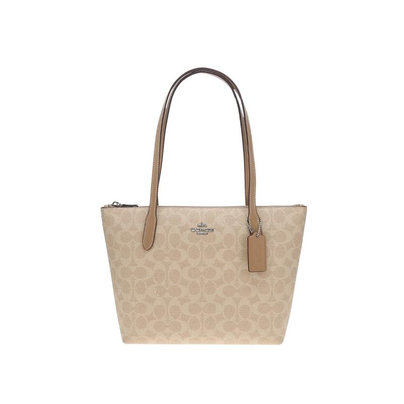 

COACH Fiona 24 gold metal hardware coated canvas and leather Tote bag Tote bag shopping bag hand shoulder bag medium size women s apricot золотий