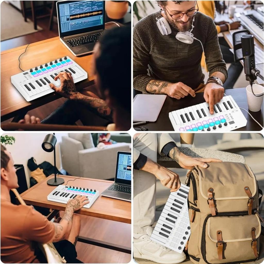 zmart II MIDI Pad Controller Keyboard USB Mini 25 Keys 16 RGB Drum Pads 8 Knobs Music Production Software Included MIDI Keyboard MIDI Controller 25
