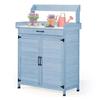 Garden Cabinet - Divit PG03 - Galvanized Worktop - Blue Wood - Weather-resistant