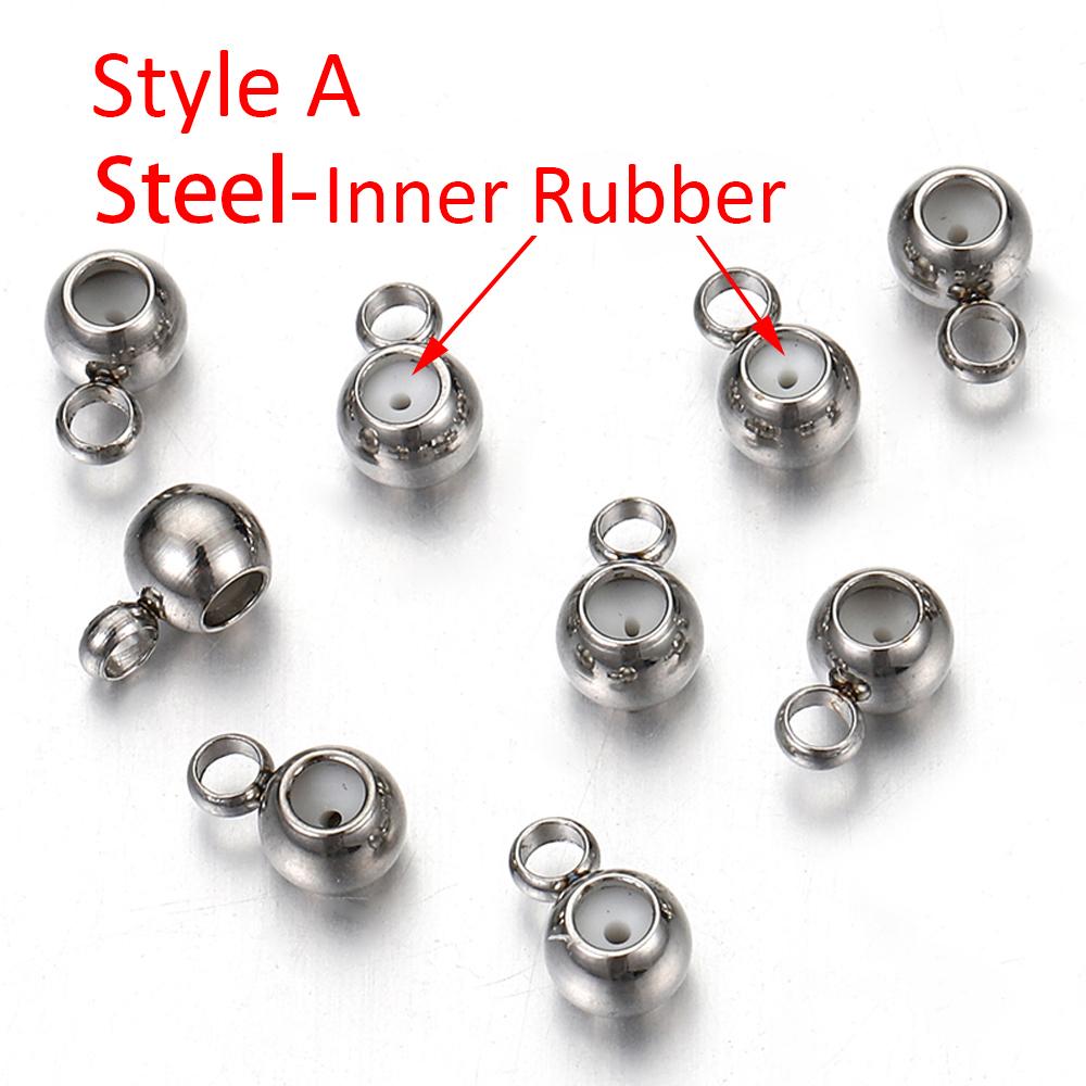 20pcs Stainless Steel Stopper Beads for Earring Necklace Bracelet Jewelry Making DIY Gold Bail Bead Hanger Rings Rubber Beads