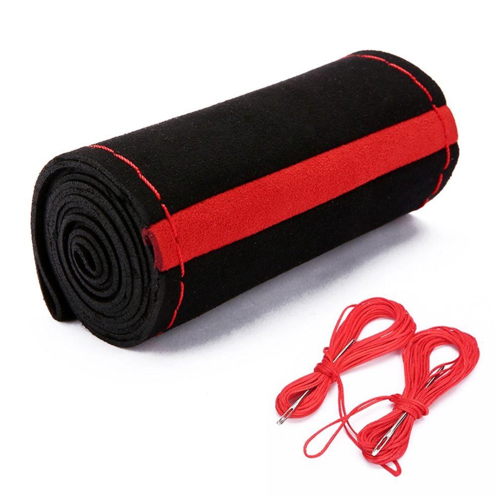 38cm Car Steering Wheel Cover Suede Leather Wear Resisting With Needle Steering Wheel Cover Car Accessories Anti-Slip