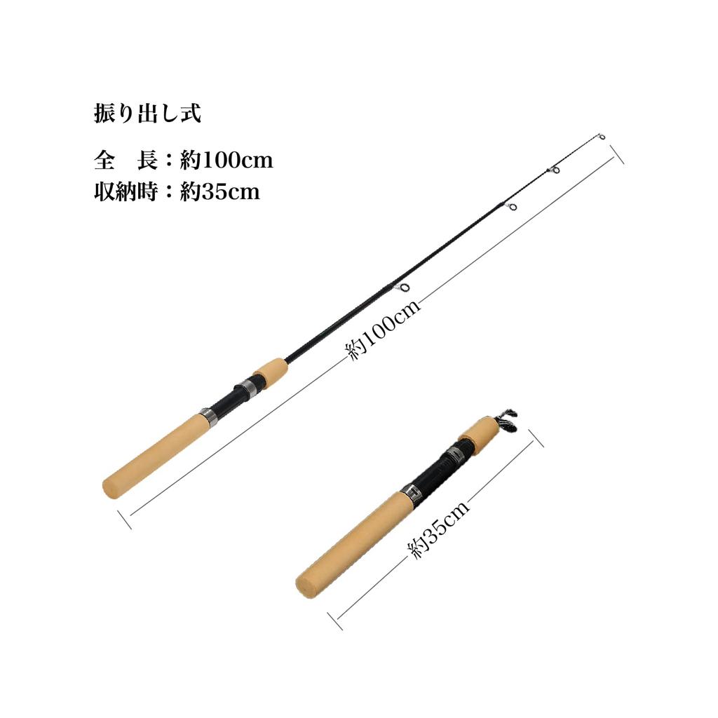 VILTAGE Fishing Rod Set Spinning 100cm Line Rod Case Nylon Line Included [Compact Rod, Reel] Rod, Included, Included, (Blue)