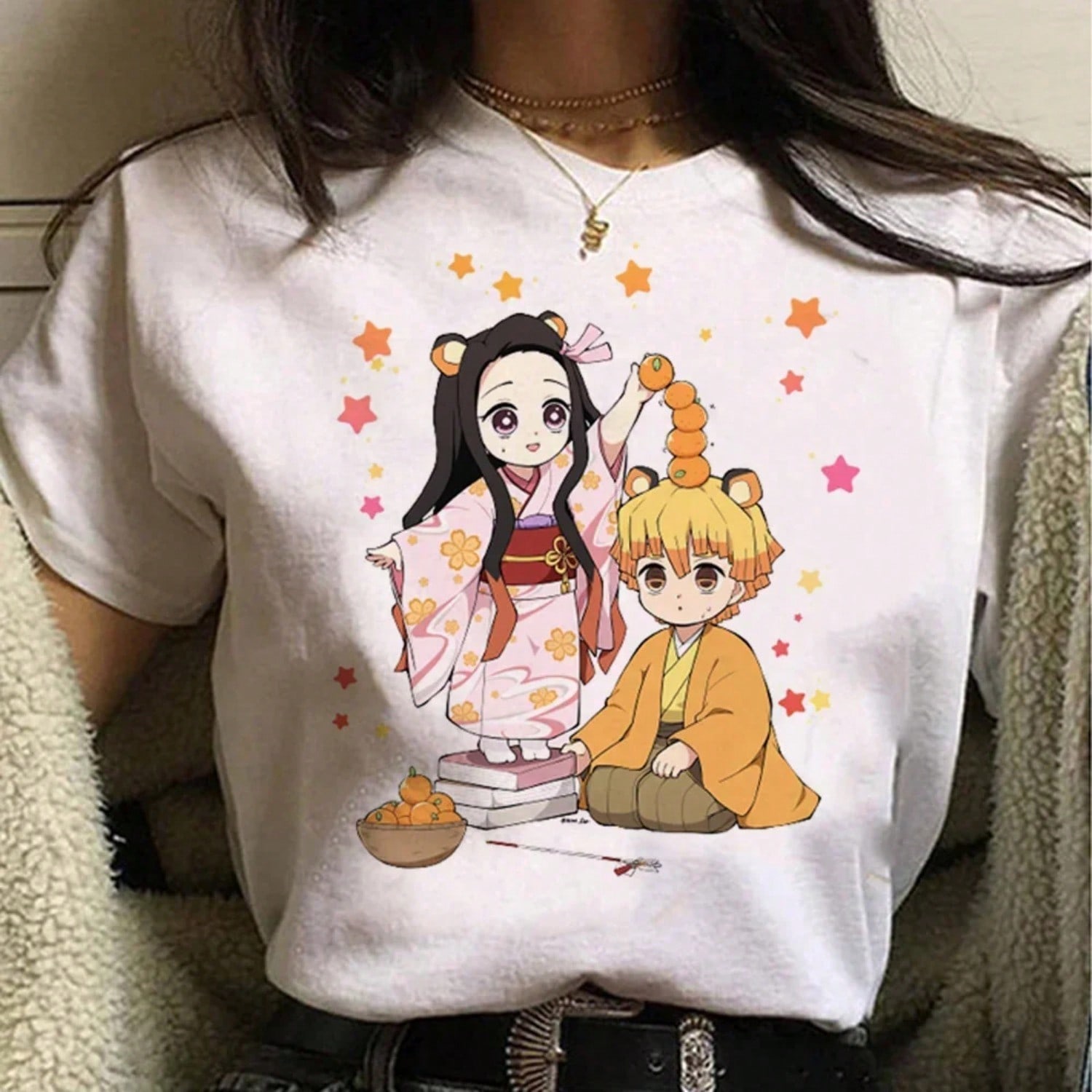 Kimetsu No Yaiba T Shirt unisex Manga Funny Y2K T Shirt Girl Funny Clothing Aesthetic Clothes S разноцветный