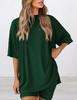 2025 Spring/Summer Loose Casual Solid Color Short-Sleeved Top and Shorts Set