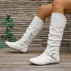 Winter new fashion boots women's trend low heel round head high boots large size women's shoes