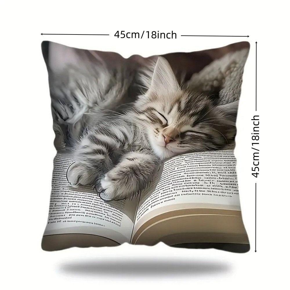 New Super Soft Pillowcase 2D Pattern Simulated Embroidery Cushion Cover Rabbit Cats Sheep 18x18in Sofa Pillow Cover Home Decor