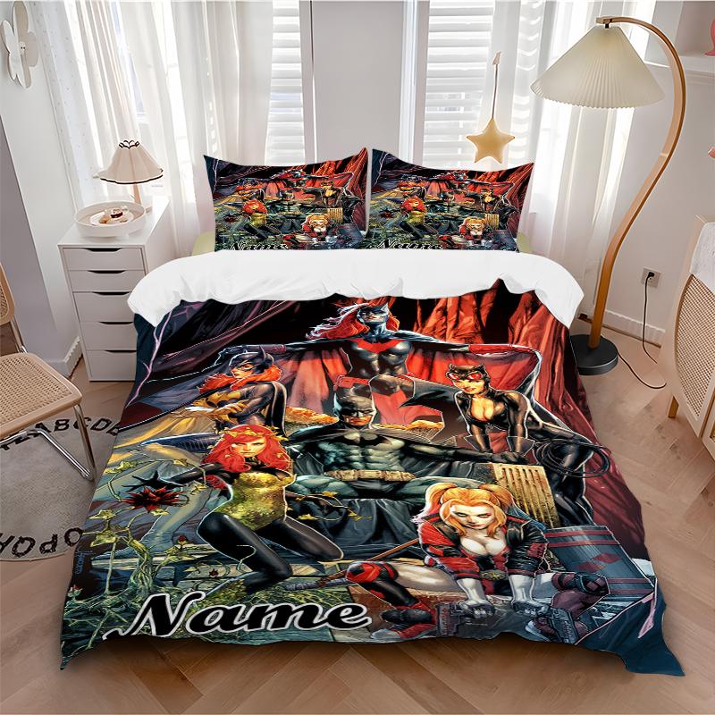 Custom Textile Superhero Compilation Bedding 3 Piece Set HD Print Duvet Cover Pillowcases for Teens Adult Bedroom Decoration