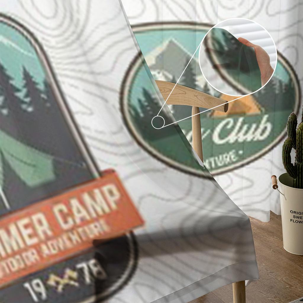Set von Camping- und Caravaning-Club-Abzeichen Chiffon Transparente Vorhänge für Wohnzimmer Schlafzimmer Dekoration Fenstervoiles Tüllvorhang
