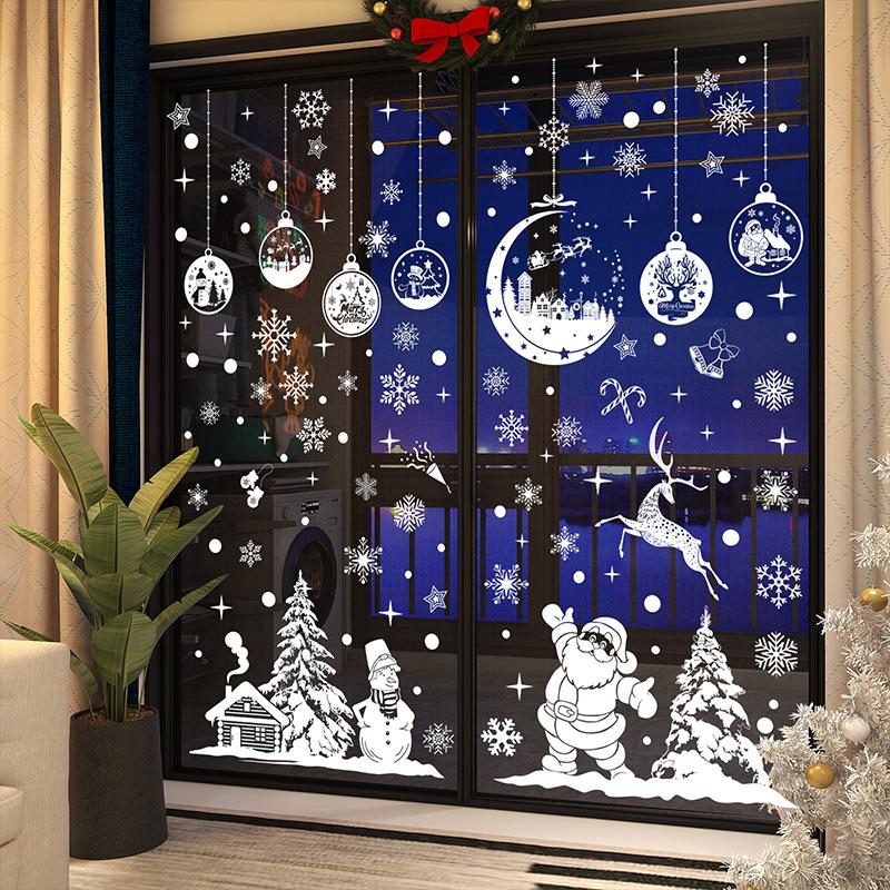2023 Christmas Window Stickers, Double Sided Display Windows, Holiday Decorative Wall Stickers, Electrostatic Wall Stickers