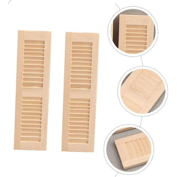 6 Pcs Miniature Wooden Doll Shutters, Wear-Resistant Synthetic Material, Khaki, 4.52x1.25x0.47 Inch, Dollhouse Decoration Accessories for 1:12 Scale
