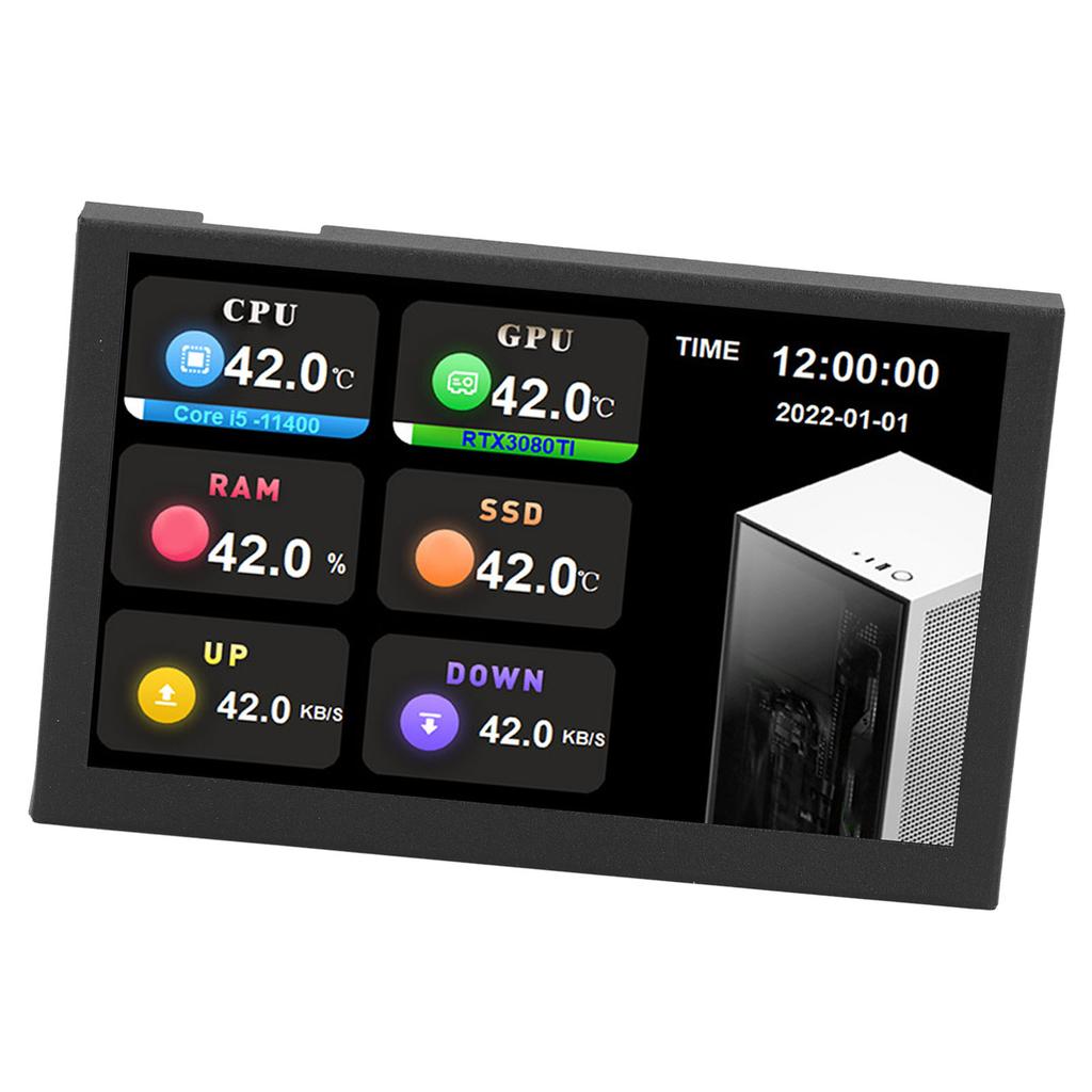 IPS USB Mini-Bildschirm 5 Zoll 800x480 Auflösung Typ C Unterbildschirm PC Datenmonitor für AIDA64 Schwarz