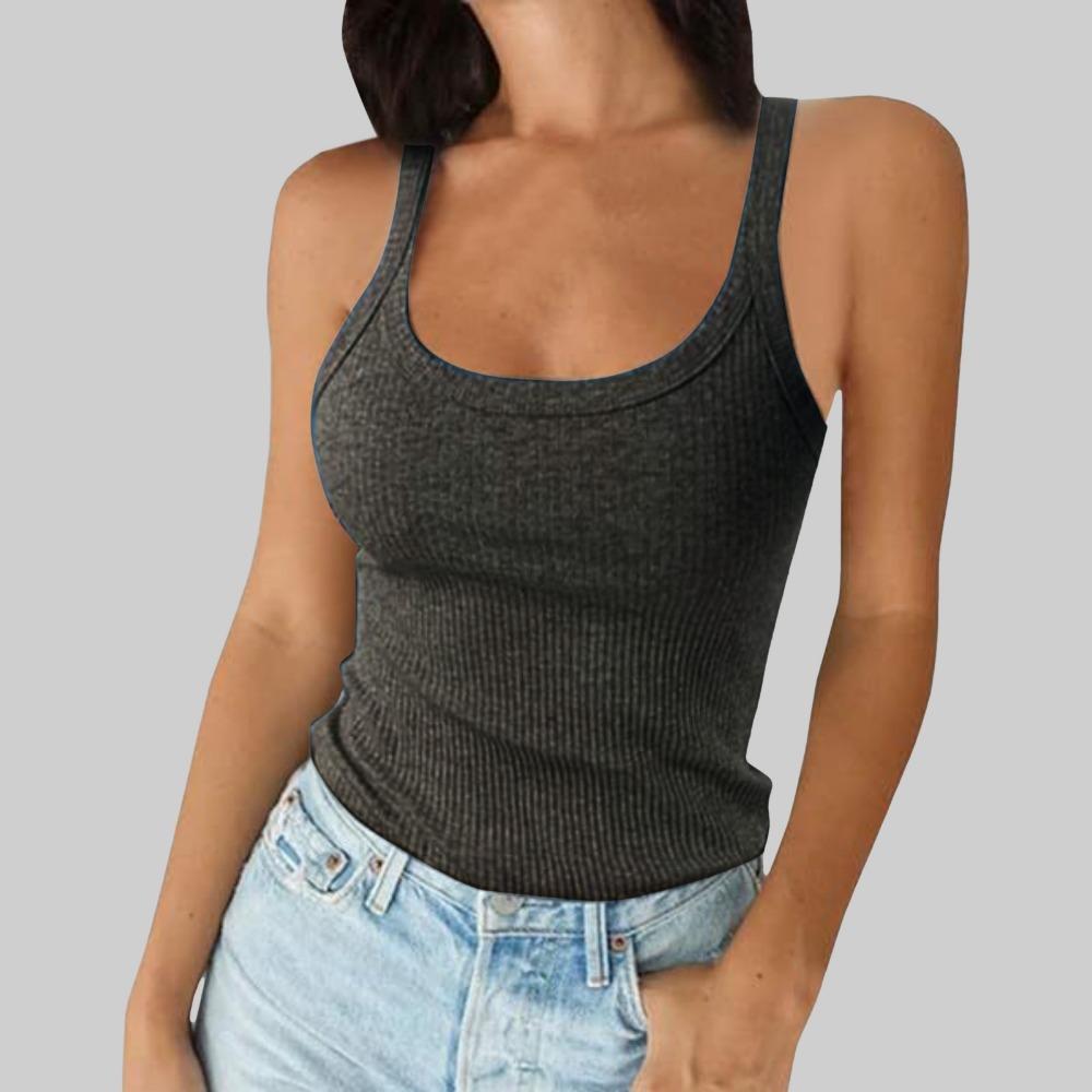 U Neck Tank Top Shoulder Straps Crop Tops Women Summer Camis Solid Color Camisole Fashion Tube Female Sleeveless Cropped Vest Y2K Clothes