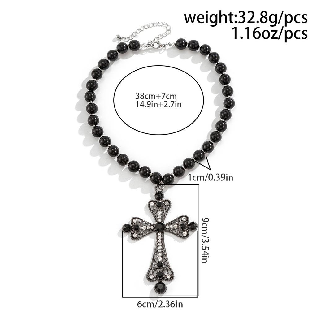 Goth Simulation Pearl Cross Pendant Necklace for Women Y2k Gothic Jewelry Chokers Cross Party Jewelry Gifts