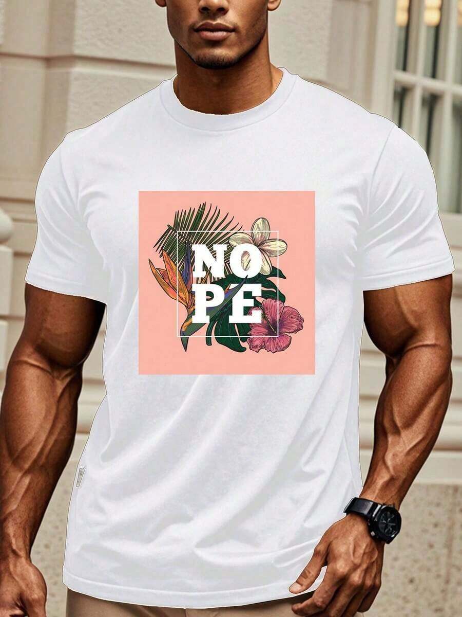 

Unisex s Heavy Cotton Short-Sleeved Casual T-Shirt With A Fresh Summery Floral Print S