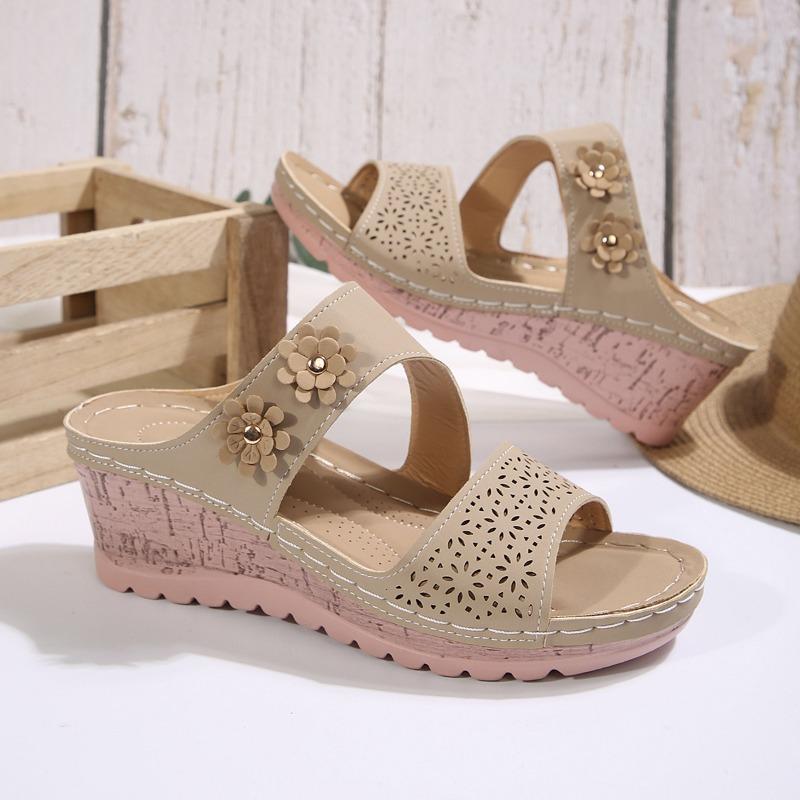 Women’s Floral Wedge Platform Roman Slide Sandals