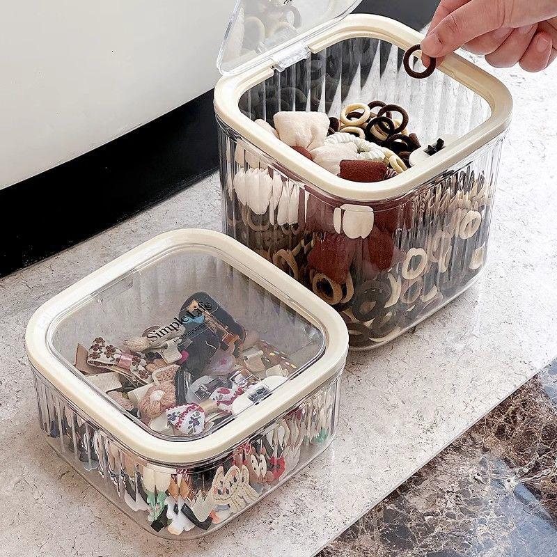 Multifunctional Desktop Decoration Storage Box, Girls' Hair Band and Headband Hairpin Storage Box, Desktop Trash Can with Lid