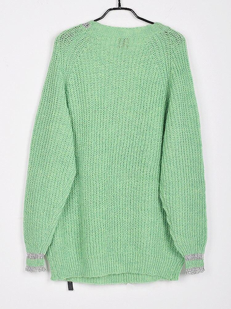 Xitao Mode Pullover Lose Stricken Spleißen Verband Bogen Herz Muster Frauen Pullover LDD2226