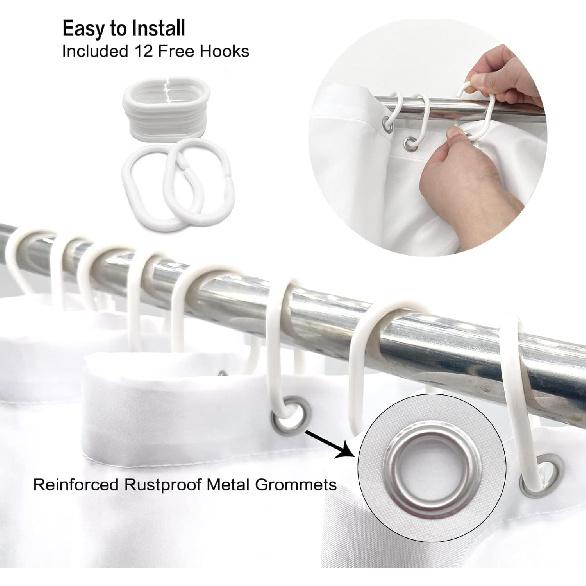 JAWO Dark Blue Cartoon Dinosaur Shower Curtain Kids, Cartoon Dinosaur Curtains Colorful Animals Plants for Boys Girls Polyester Fabric Shower Curtain