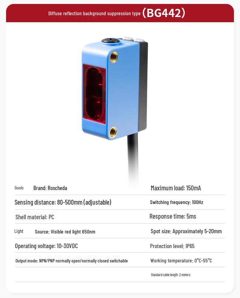 Square Photoelectric Sensor with Diffuse and Mirror Reflection - E3Z-D61/D62/R61