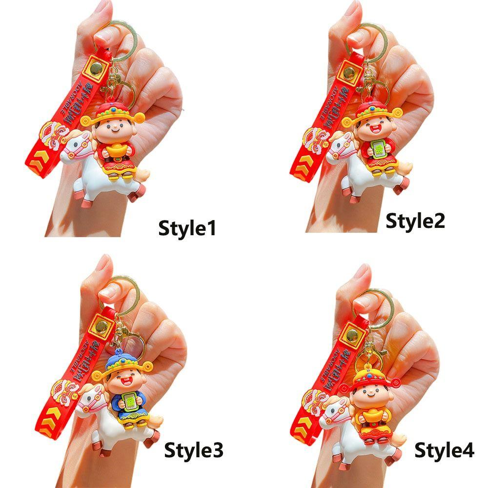 Little God of Wealth Horse Year Keychain Chinese Style New Year Keyring Girls' Schoolbag Pendant