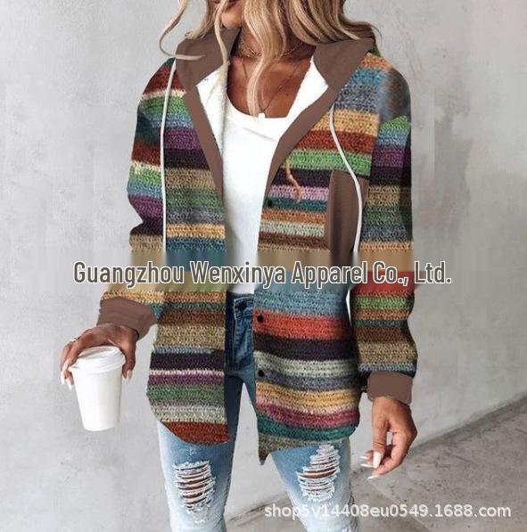 2024 European & American Women's Plaid Coat - Casual, Hot-Selling Autumn/Winter Style