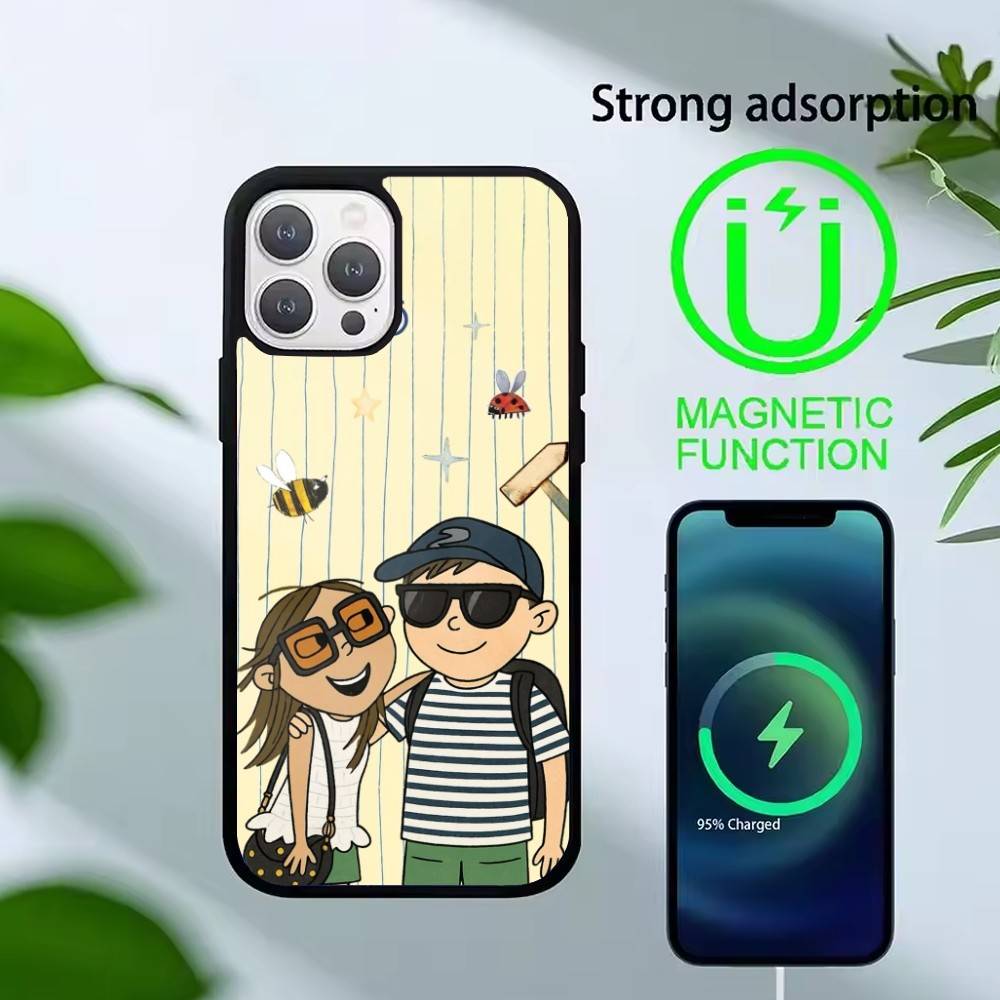 F-Charlie and Lola Cartoon Phone Case For iPhone 17,16,15,14,13,Pro,Max,Plus,Magnetic For Magsafe Wireless Charging