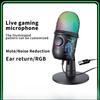 New Gaming Noise Reduction Microphone USB Mic for PC Condenser Podcast Mic for Studio Recording with Headphone Jack Professional Mic Anti-interference
