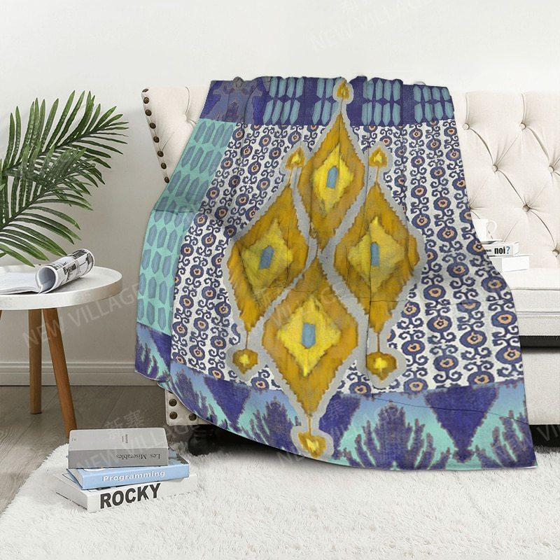Bohemian-Stil digital bedruckte Polyester Schlafzimmer Samt Flanell Decke Vlies weiche Sofadecken für Betten