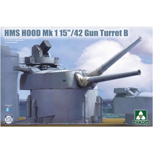 Takom 1/72 Scale British Battlecruiser HMS Hood Mark 1 38.1cm/42 Caliber Twin Turret B Plastic Model Kit TKO5020