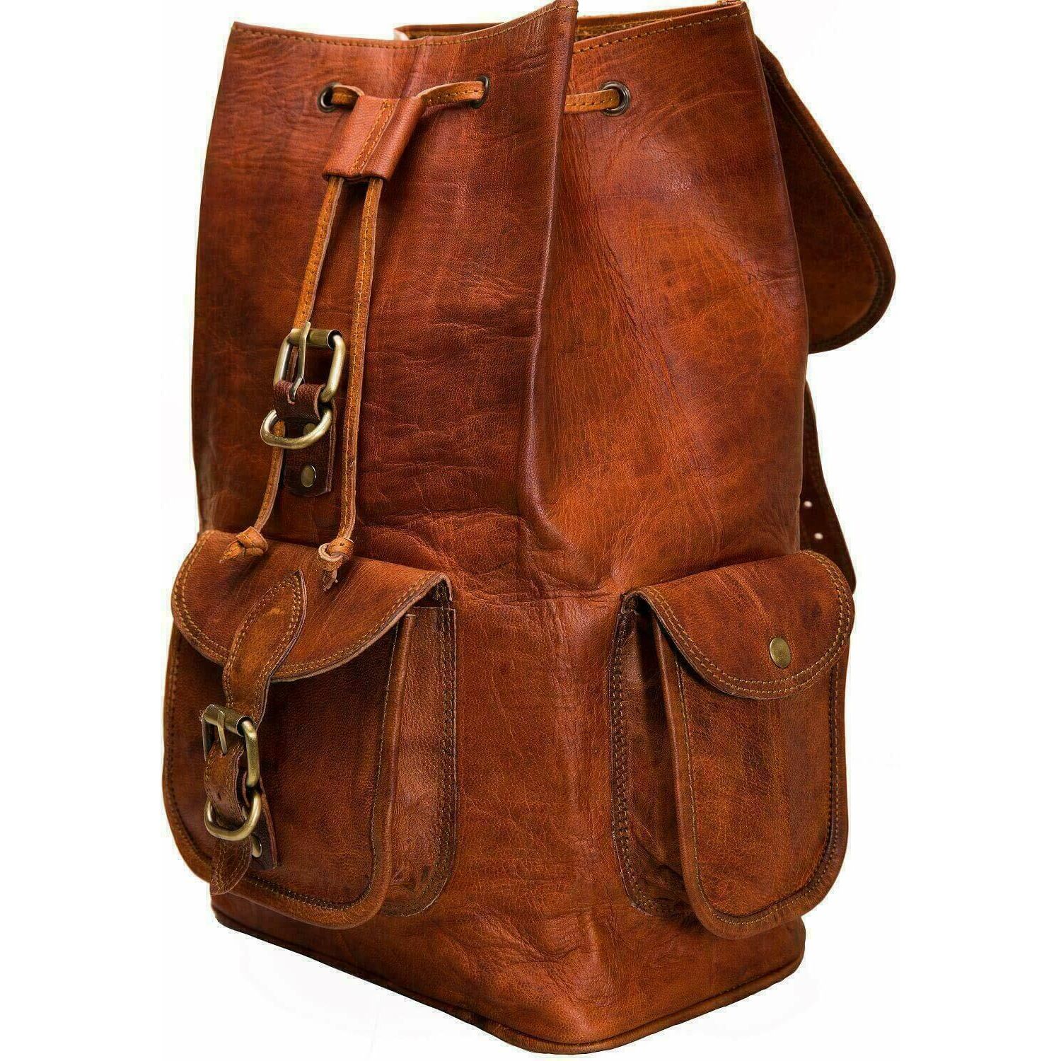 Сумка Кожаный Рюкзак Козы S Мужской Рюкзак Для Ноутбука Старинный Посланник Коричневый — фото 2
