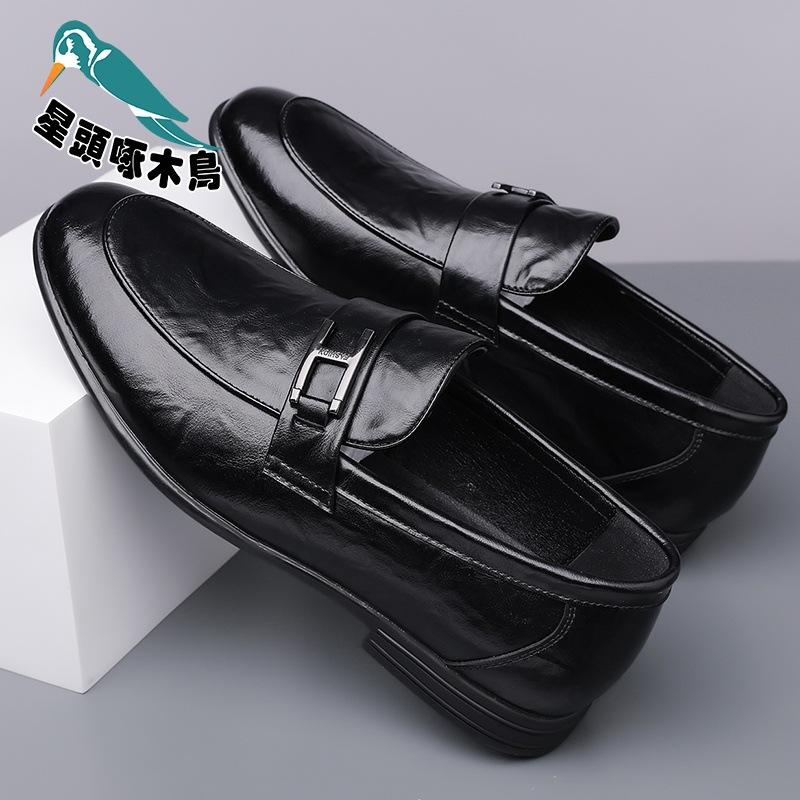 2025 Autumn New Men's Business Casual Leather Shoes Men's Soft-soled Hand-scratched Foot Leather Shoes