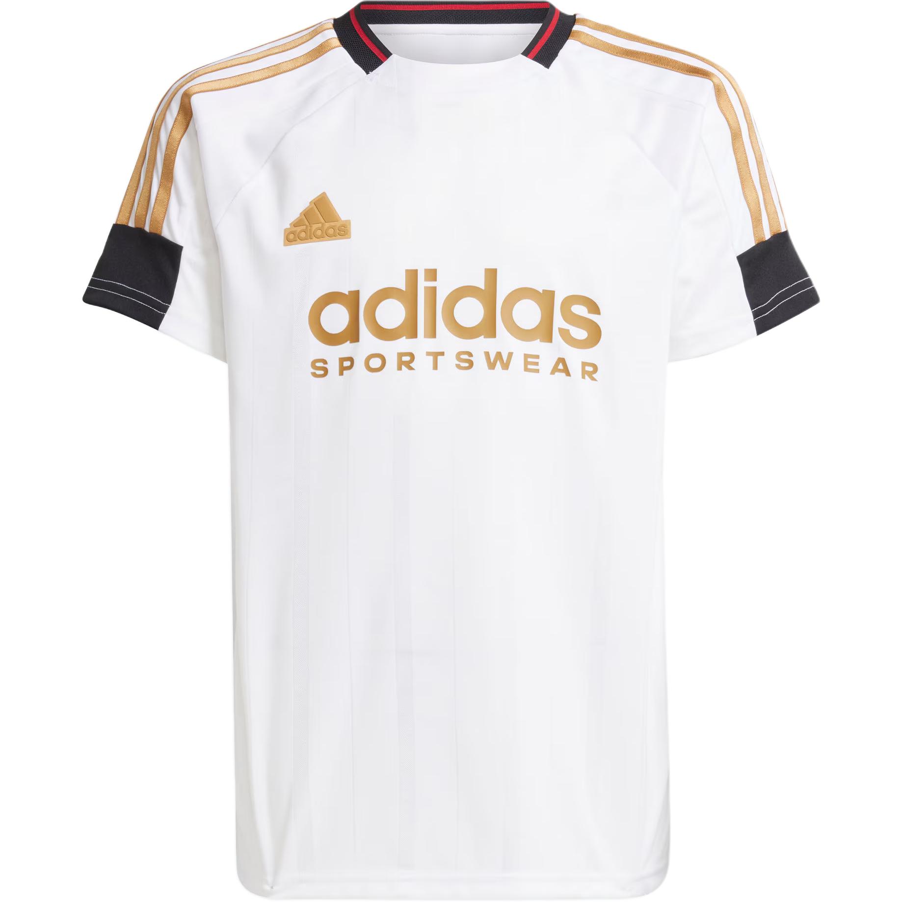 

Adidas Sportswear Series T-Shirt Letter Logo Striped Color Block Round Neck Casual Short Sleeve Kids tops White IW1530 140