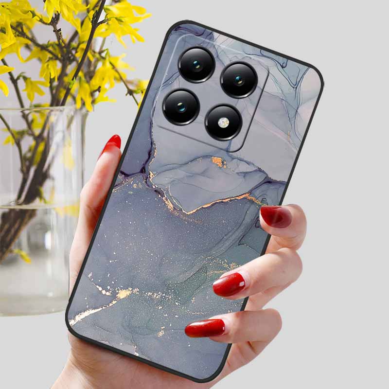 For Xiaomi 14T / 14T Pro Case Fashion Black TPU Marble Painted Cover for Xiaomi 14T Pro Shockproof Shell Capa Silicon Bag 6.67''