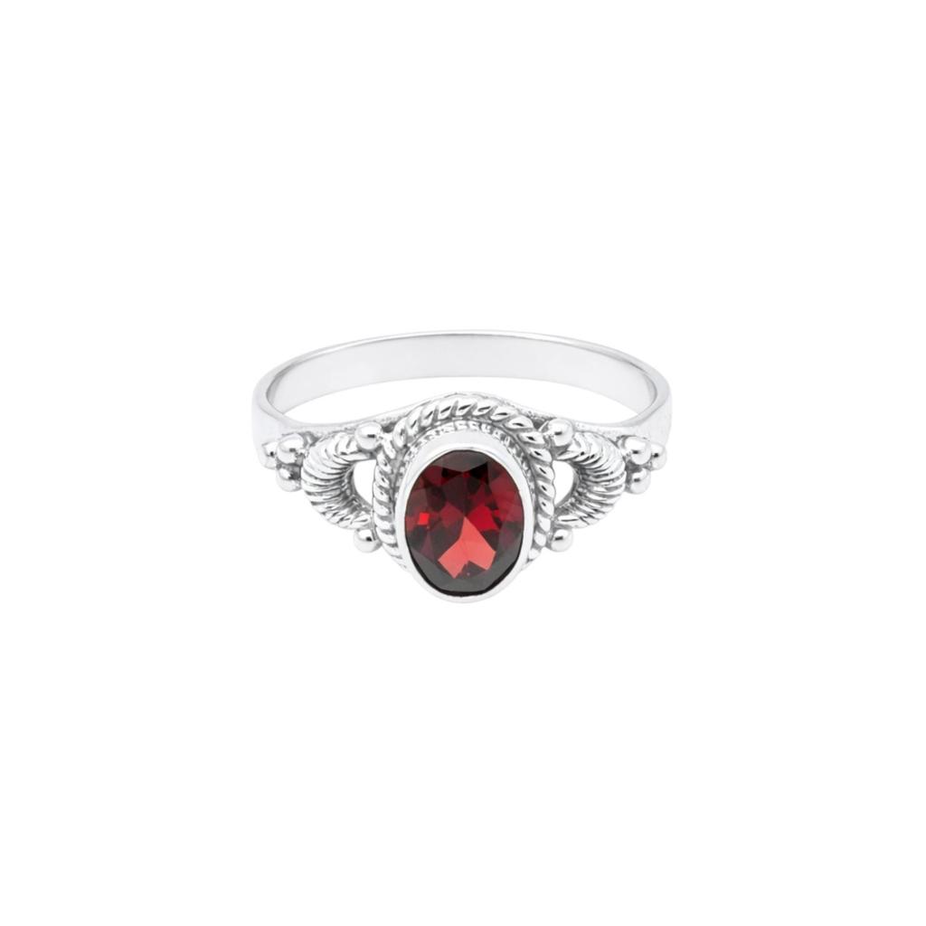 Natural Garnet Ring, 925 Sterling Silver Jewelry, Vintage Inspire Ring, Gift for Mother