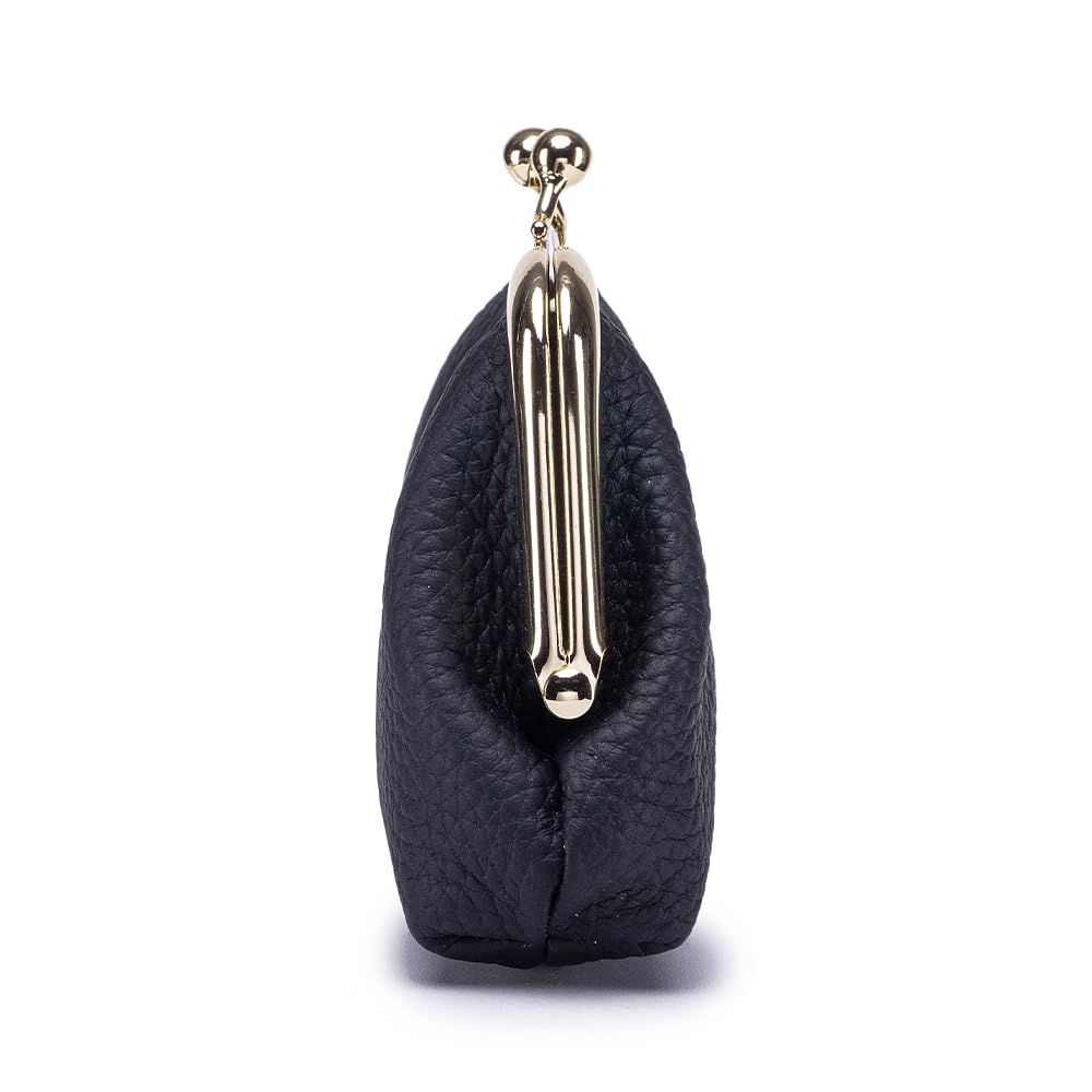 Yocipa Genuine Leather Mini Wallet for Women with Coin Purse and Key Ring, Multifunctional Coin Case, Lightweight Leather Card Case with Key Holder,