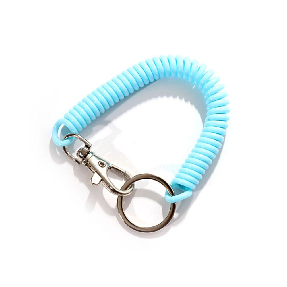 Lanyard Key Ring Key Chain Holder Stretch Spring Coil Anti-lost Lobster Clasp Keyring Key Hooks