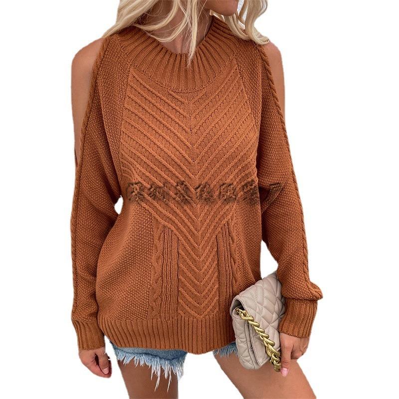 Women S Long Sleeve Crew Neck Knit Sweater Solid Color Casual Fall Winter