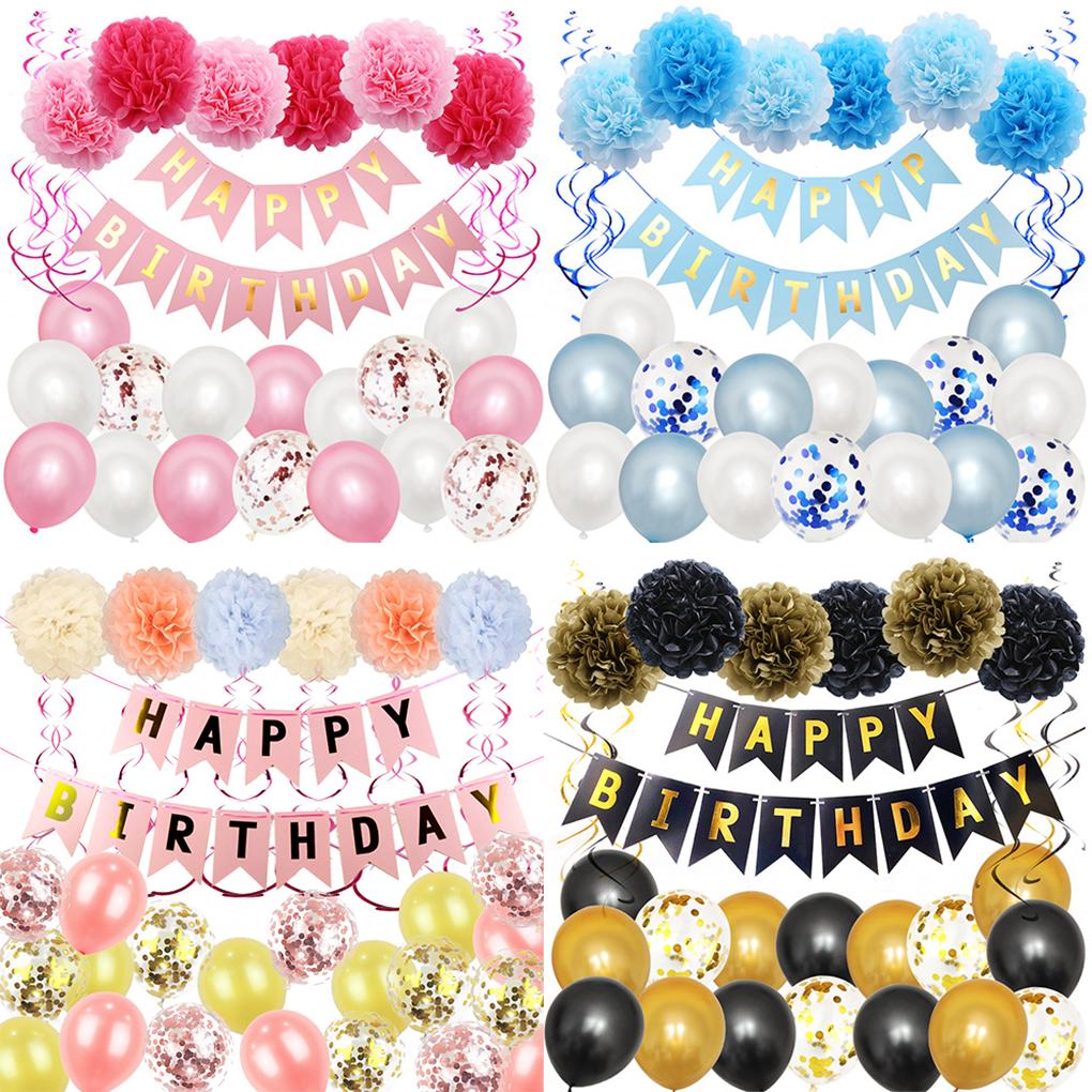 Birthday Party Prop Set Balloon Paper Flower Ball Kit Birthday Party Wall Hanging Decor