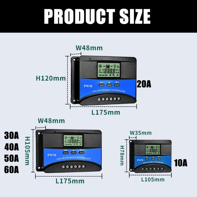 Solar Charge Controller With Auto Voltages Recognition For 12V 24V Systems And PWM Charging Technology