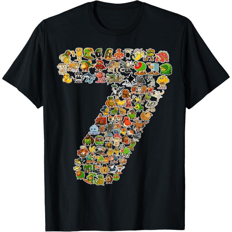 Italian-Brainrot 7th Birthday Kids 90 Brainrot Characters T-Shirt S