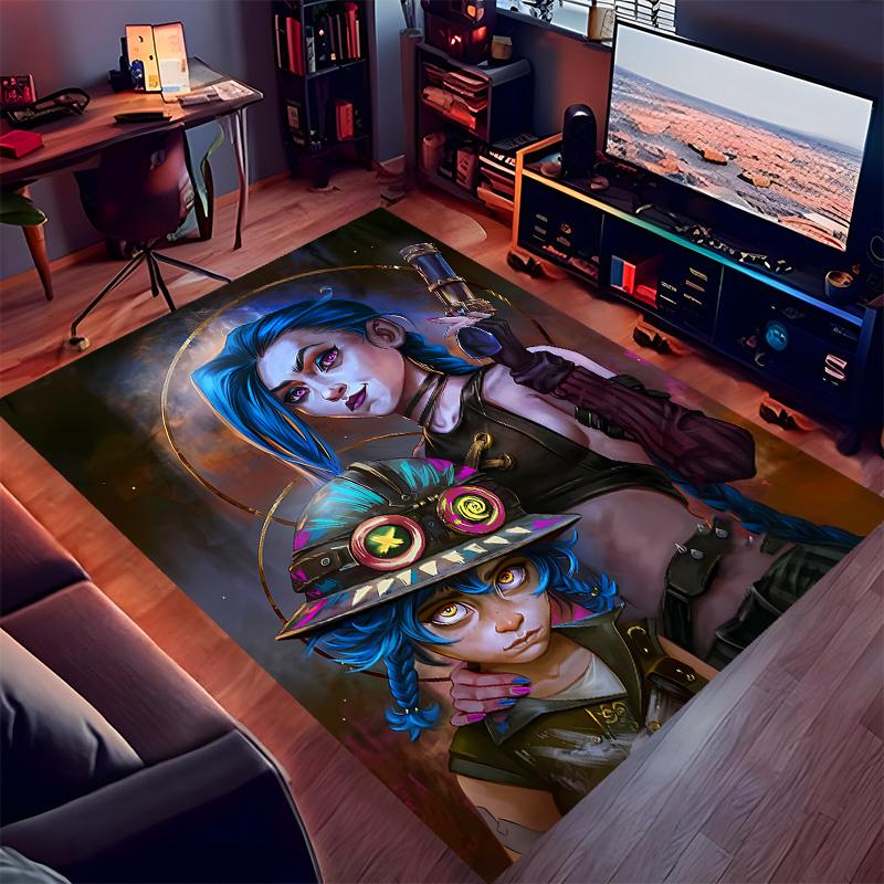 League of Legends Jinx Print Area Rug-Soft,Washable Non-Slip Indoor Mat Office Chairs,Living Room,Home Office Decorative Rug
