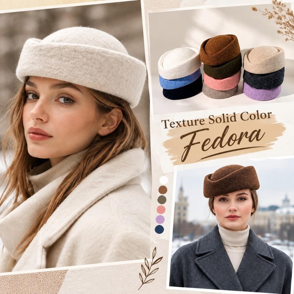 Soft Stewardess Pillbox Hat Solid Color Warm Beanie Bonnet Solid Color Fedora Female Professionals