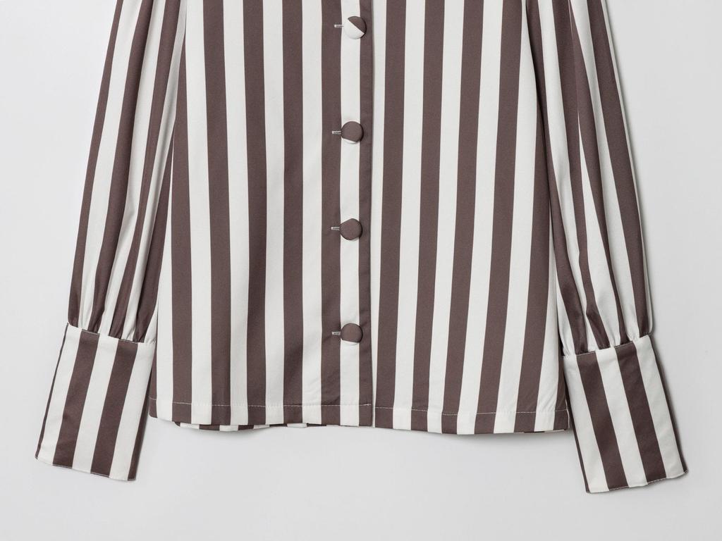 Elegant Women's Long Sleeve Striped Doll Collar Shirt