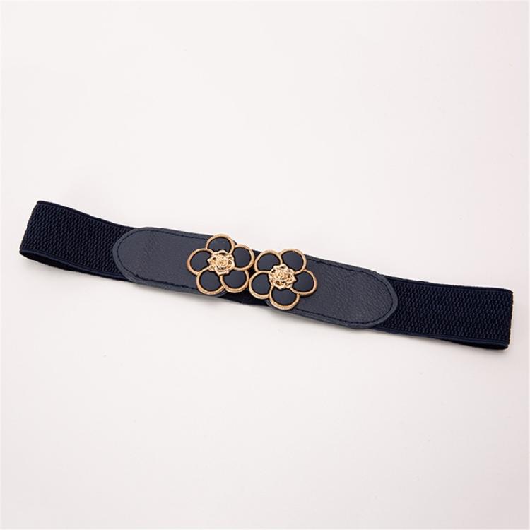 Stretch Waist Chain Oversized Flower Buckles PU Belt for Women Proms Stage and Club Party Casual Wear Elaborate Jewelry