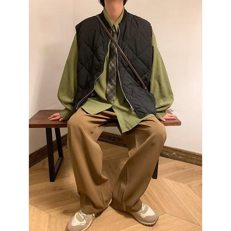 2024 Trendy Diamond Check Men's Winter Cotton Vest – Japanese Style Warm Couple Waistcoat